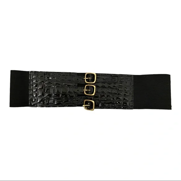 bebe | Accessories | Bebe Black 3 Buckles Belt Elastic In  display picture 3